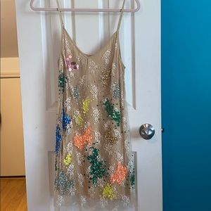 Free People Sequin + Lace Mini Dress